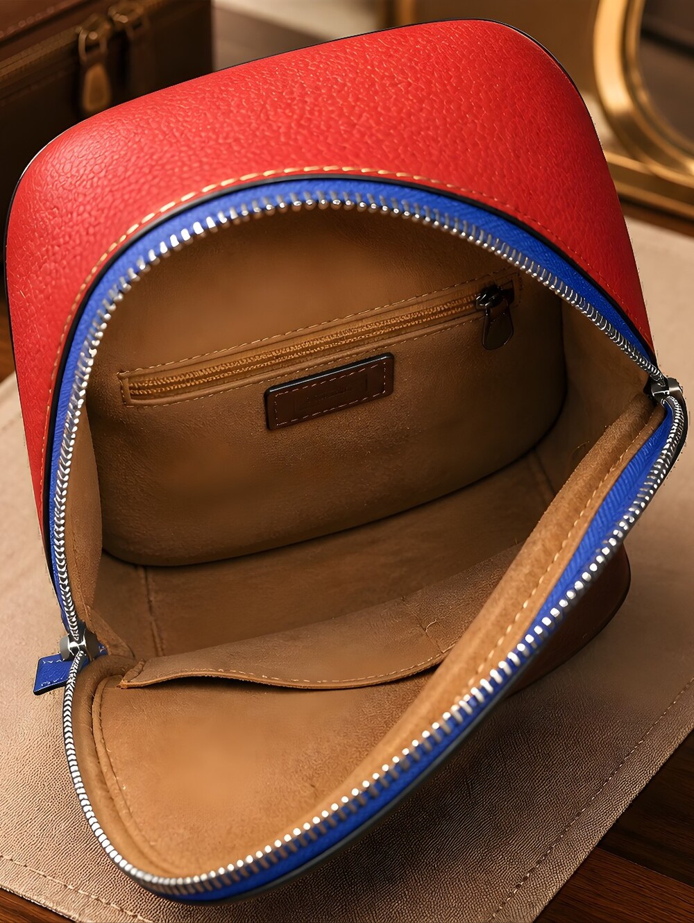 Coach Court Backpack in Colorblock,  in Light Violet/Electric Coral Color 2020's - Picture 4 of 11